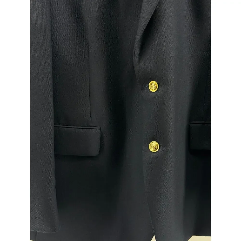 Old Money Wool Blazer Navy Brass Button Sport Coat Preference Stafford 46R